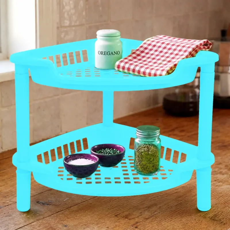 Organizador De Cocina Con 2 Repisas, Color Azul 1