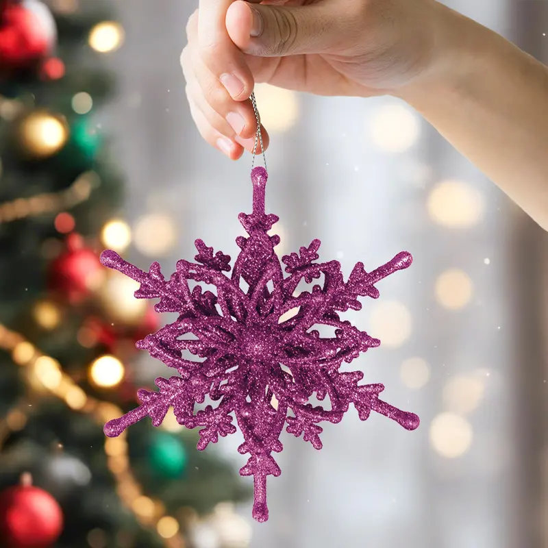 Ornamento Colgante En Forma De Copo De Nieve Color Morado 1