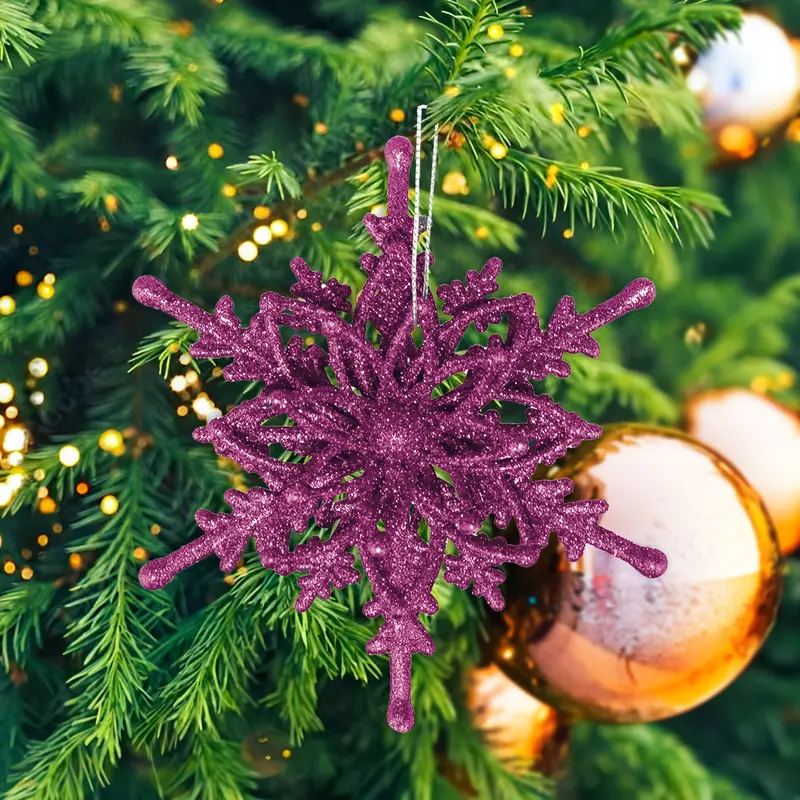 Ornamento Colgante En Forma De Copo De Nieve Color Morado 2