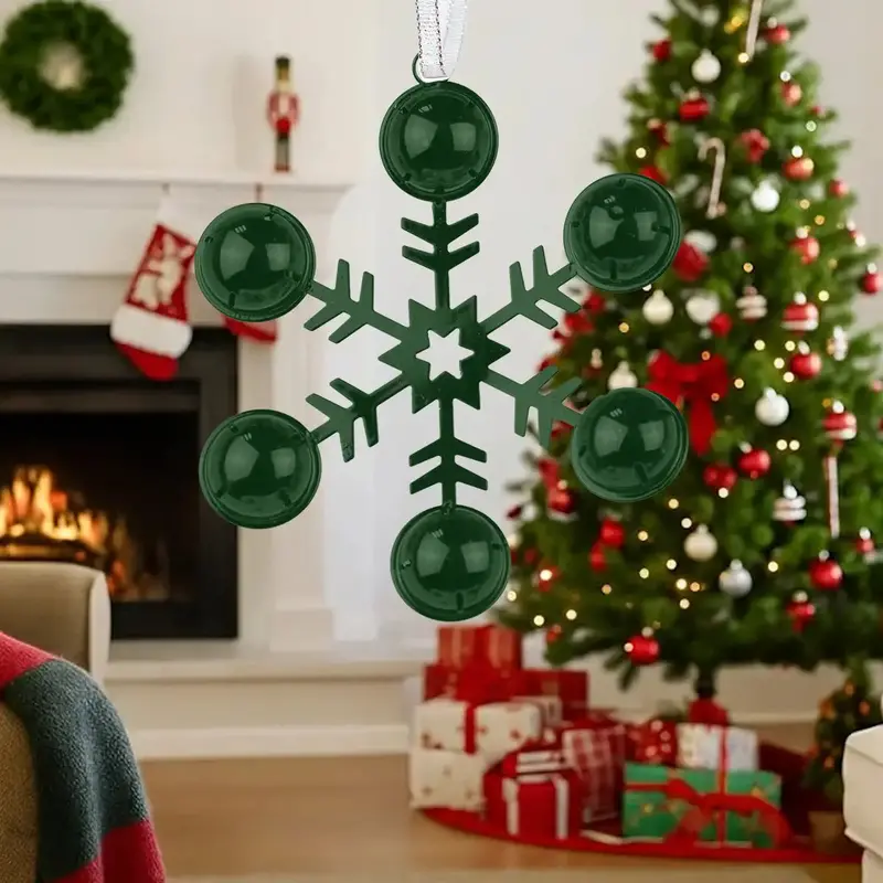 Ornamento, Copo De Nieve Con Cascabeles, Color Verde 1