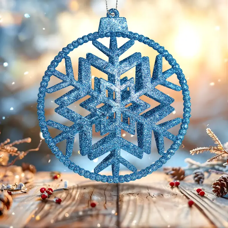 Ornamento, Copo De Nieve Decorativo, Color Azul 1
