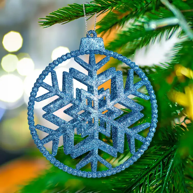 Ornamento, Copo De Nieve Decorativo, Color Azul 2