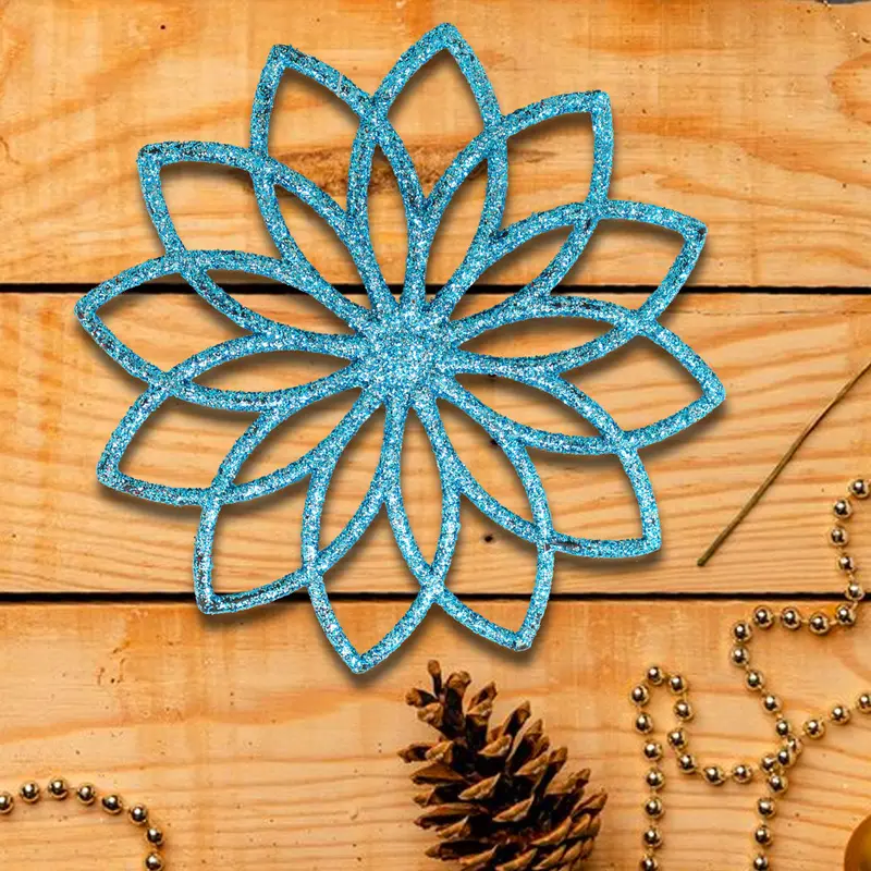 Ornamento En Forma De Flor, Color Azul, 4 Pzas 2