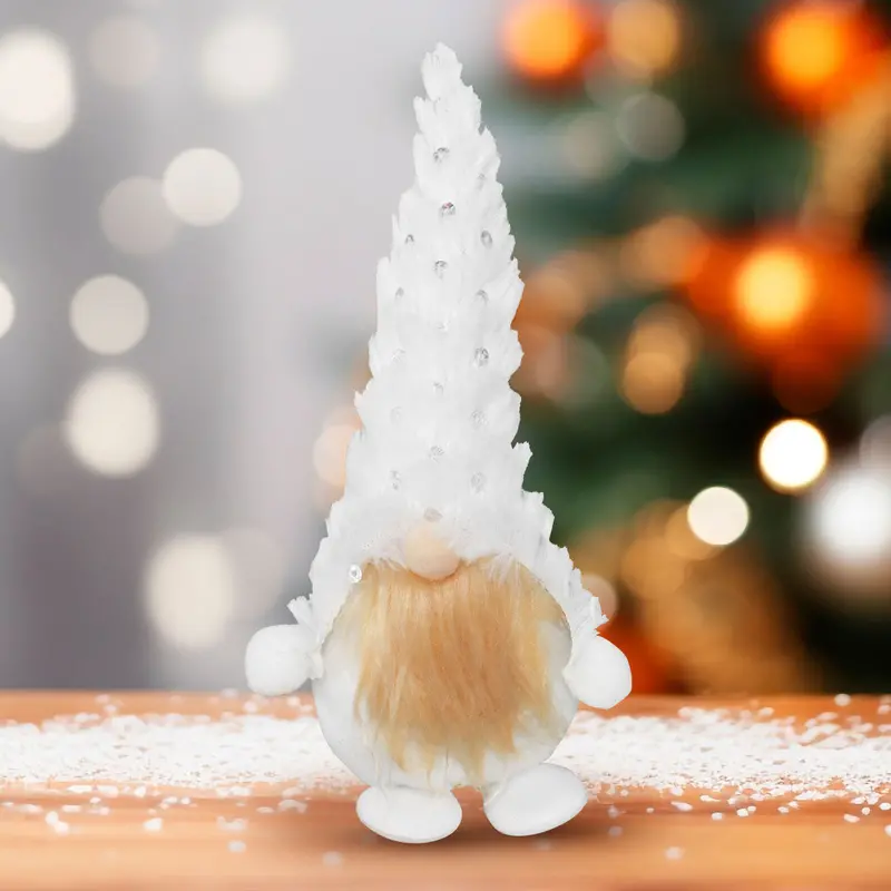 Ornamento En Forma De Gnomo Navideño Color Blanco 1
