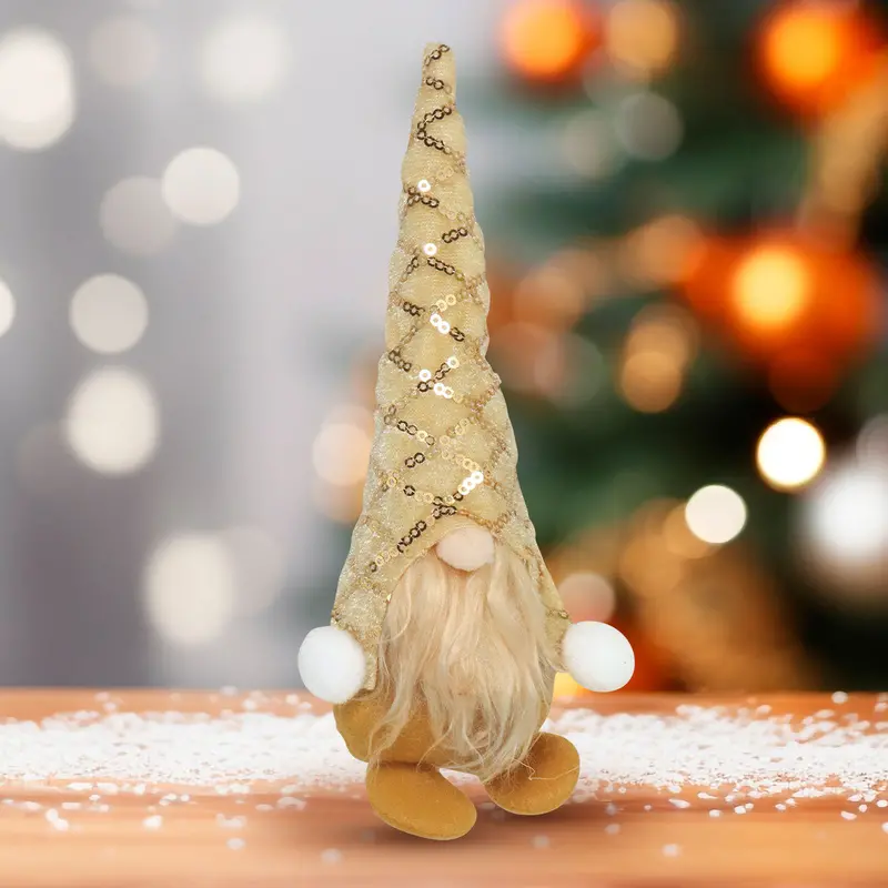 Ornamento En Forma De Gnomo Navideño Color Oro 2