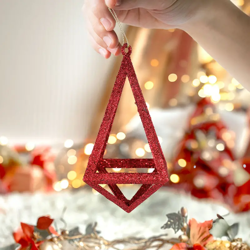 Ornamento Geométrico Navideño, Color Rojo, 14 Cm 1