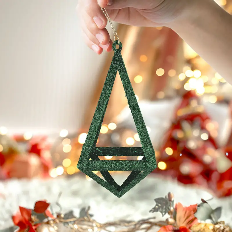 Ornamento Geométrico Navideño, Color Verde, 14 Cm 1