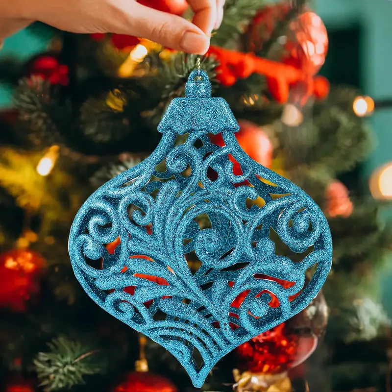 Ornamento Navideño Con Glitter, Color Azul, 17 Cm 1