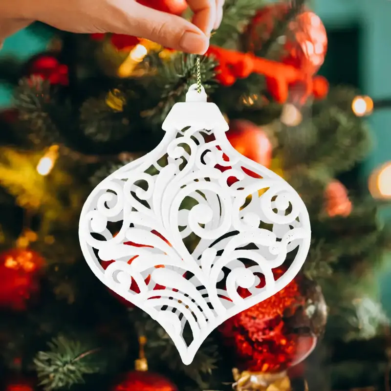 Ornamento Navideño Con Glitter, Color Blanco, 17 Cm 1