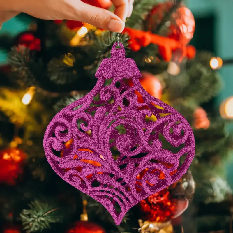 Ornamento Navideño Con Glitter, Color Fucsia, 17 Cm 1