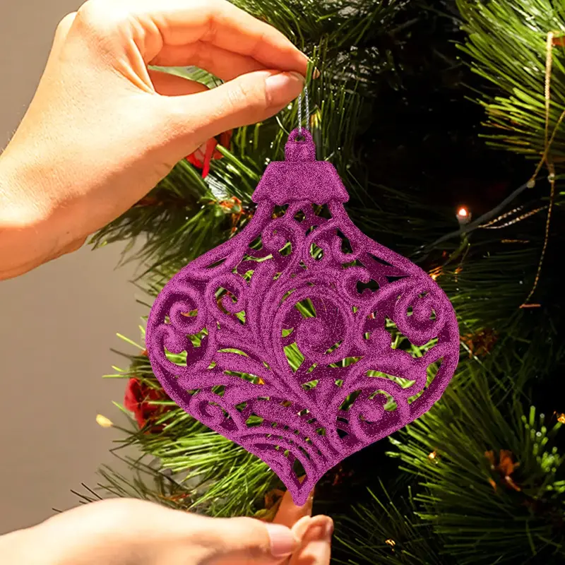 Ornamento Navideño Con Glitter, Color Fucsia, 17 Cm 2