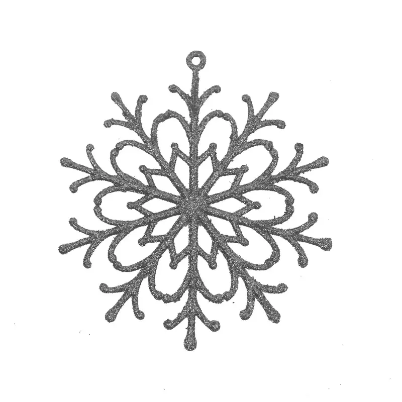 Ornamento Navideño En Forma De Copo De Nieve Color Plata, 4Pzas 1