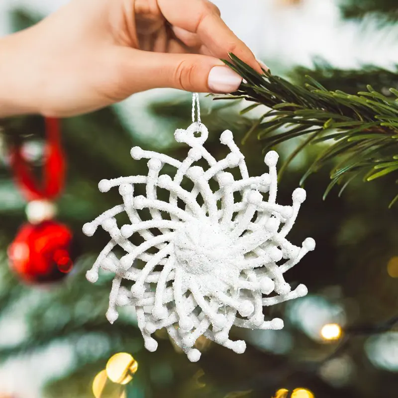 Ornamentos Navideños Con Glitter, Color Blanco, 6 Cm 1