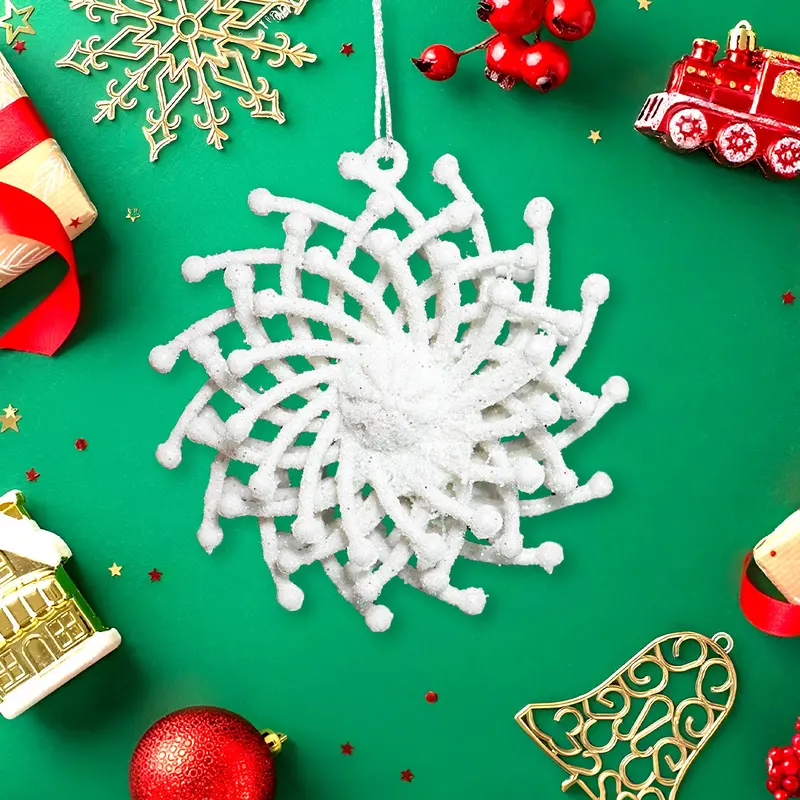 Ornamentos Navideños Con Glitter, Color Blanco, 6 Cm 2