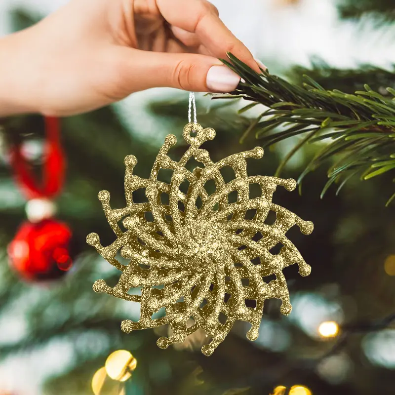 Ornamentos Navideños Con Glitter, Color Oro, 6 Cm 1