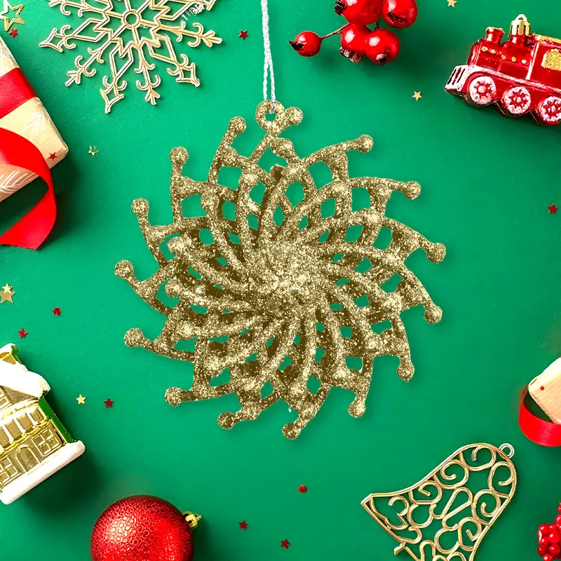 Ornamentos Navideños Con Glitter, Color Oro, 6 Cm 2
