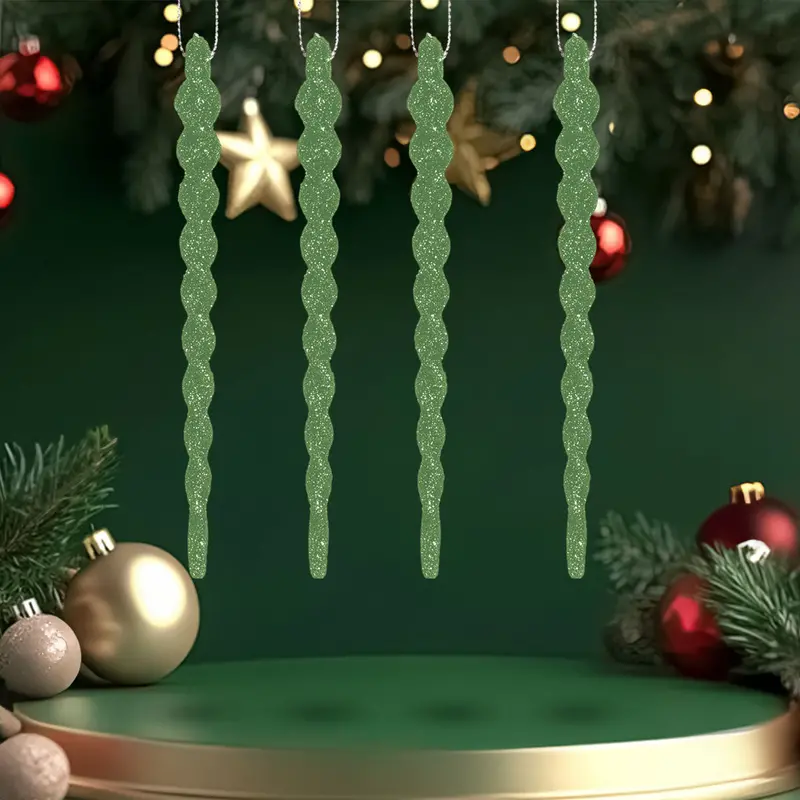 Ornamentos Navideños En Forma De Espiral, 8 Pzas, Color Verde 2