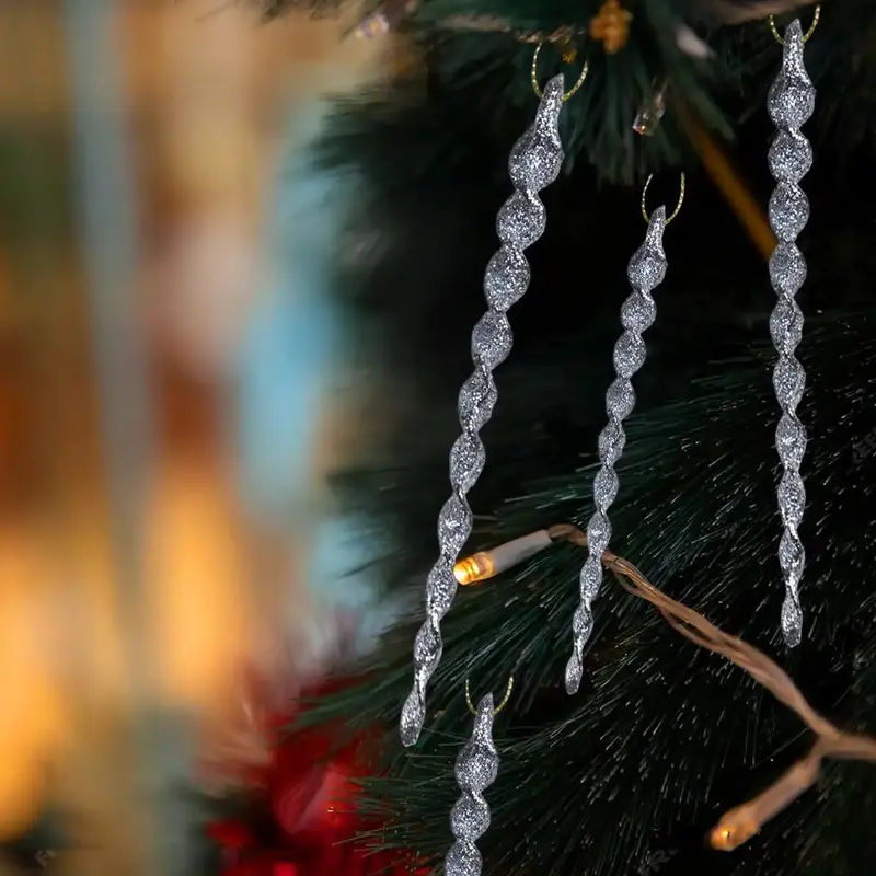 Ornamentos Navideños, Espiral, 8 Pzas, Color Plata 2