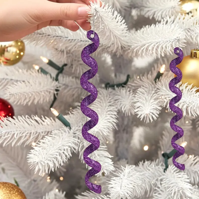 Ornamentos Navideños, Espiral, Color Morado, 4 Pzas 1