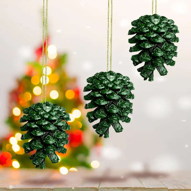 Ornamentos, Piñas Navideñas, Color Verde 2