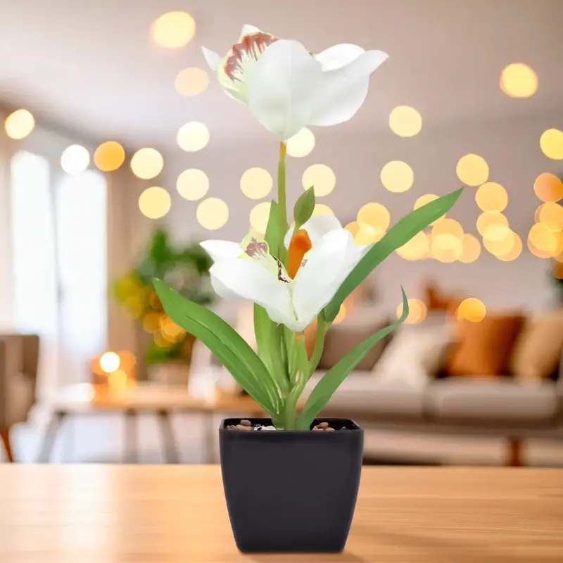 OrquãDea Artificial Con Maceta, Color Blanco 2