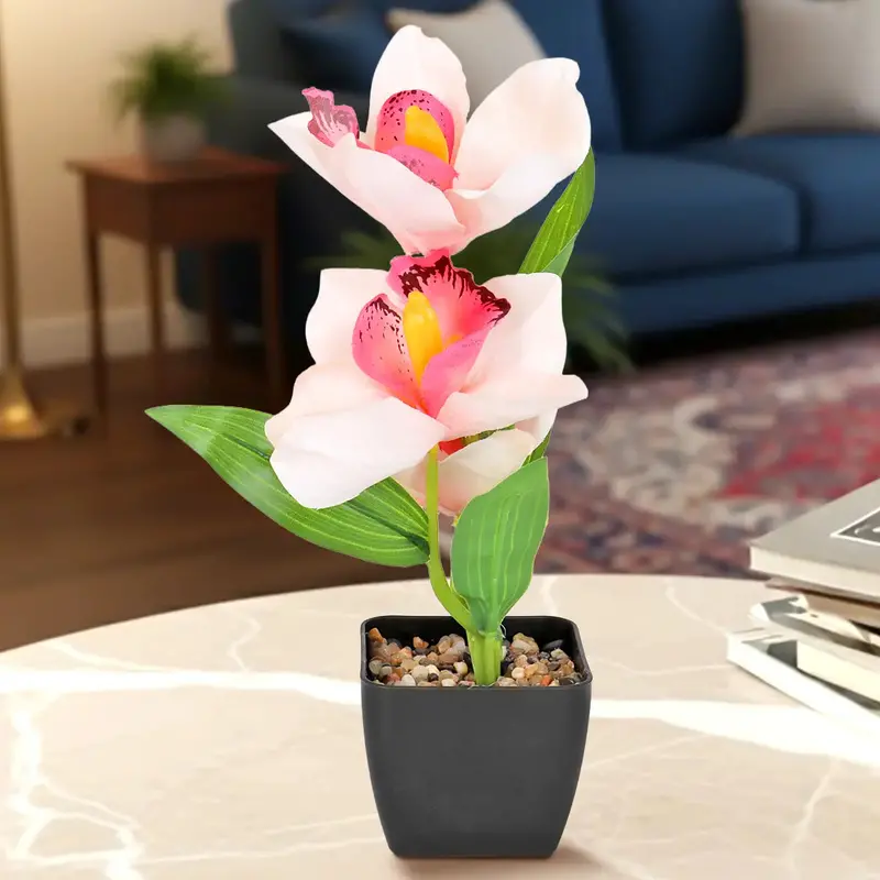 Orquídea Artificial Con Maceta, Colores 1