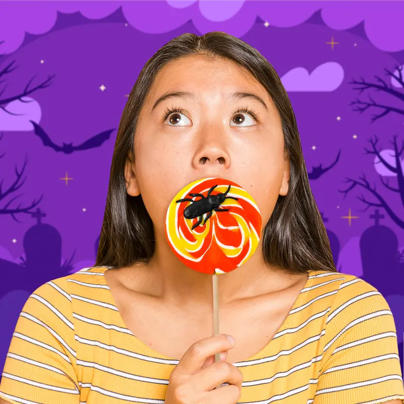 Paleta De Caramelo, Araña, Color Amarillo, Halloween 1