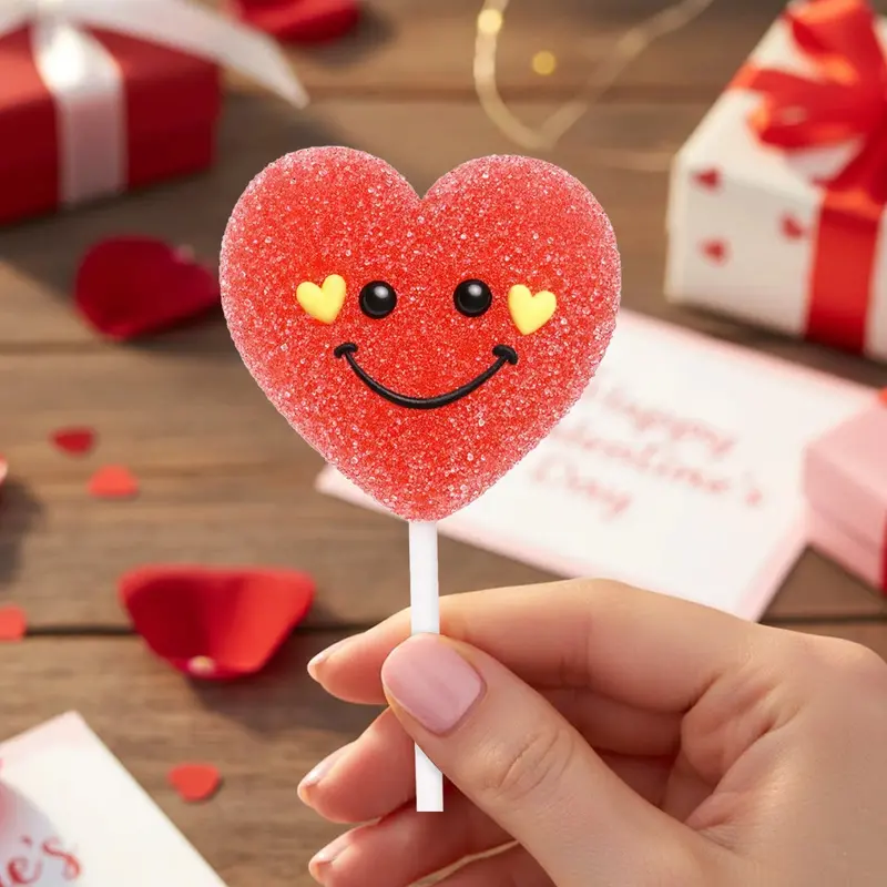 Paleta De Gomita, Corazón Sonriente, Color Rojo 1
