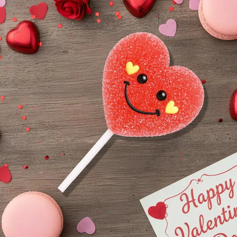 Paleta De Gomita, Corazón Sonriente, Color Rojo 2