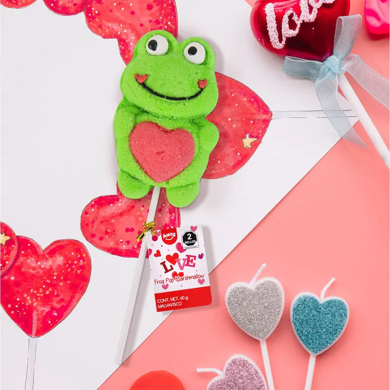 Paleta De Malvavisco En Forma De Rana Con Corazón, 60Gr. 1