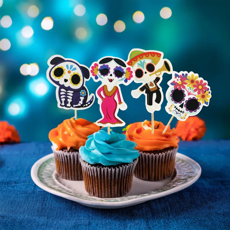 Palillos Con Diseños De Día De Muertos, 4Pzas 1