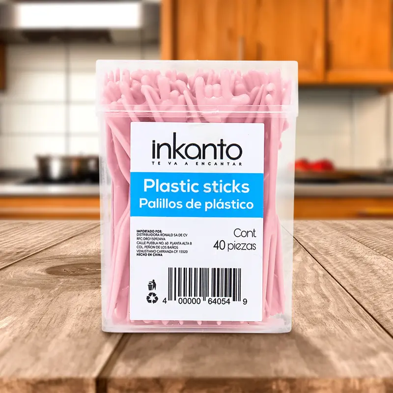 Palillos De Cóctel, Color Rosa, 40 Pzas 2