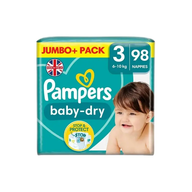 Pampers Baby Dry Size 3 Jumbo Pack - 98 Nappies 1