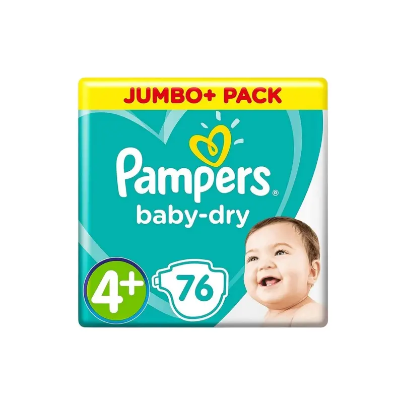 Pampers Baby Dry Size 4+ Jumbo Pack - 76 Nappies 1