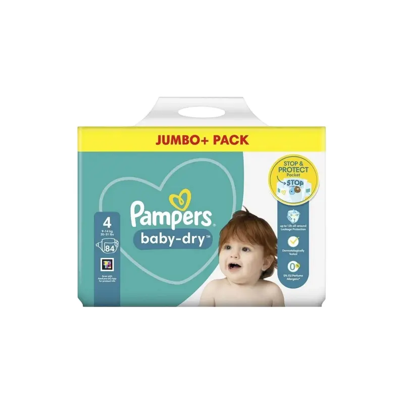 Pampers Baby Dry Size 4 Jumbo Pack - 84 Nappies 1