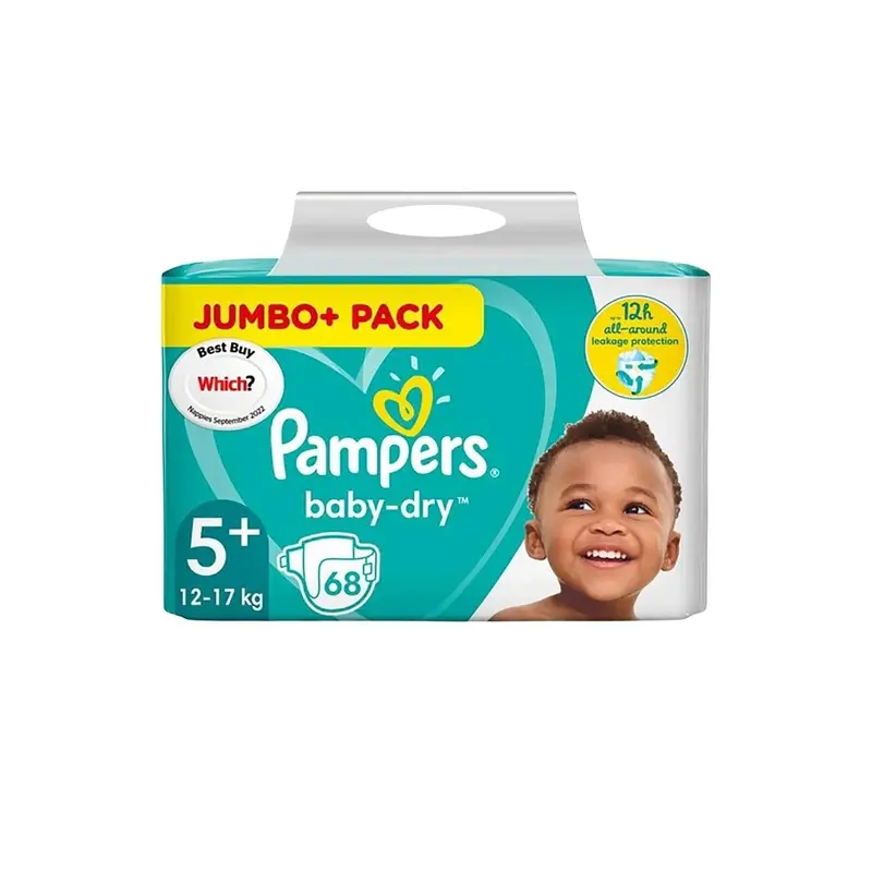 Pampers Baby Dry Size 5+ Jumbo Pack - 68 Nappies 1