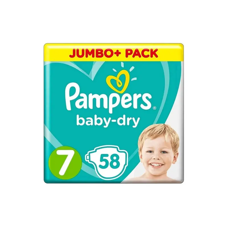 Pampers Baby Dry Size 7 Jumbo Pack - 58 Nappies 1
