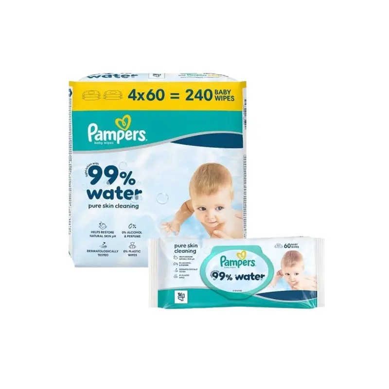Pampers Baby Water Wipes 4X60 Pcs 1