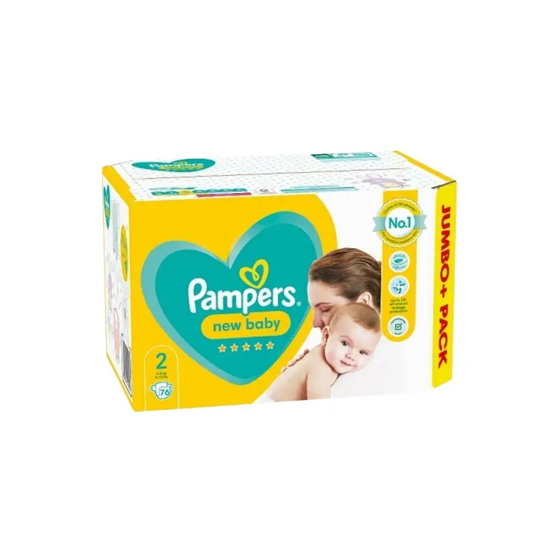 Pampers New Baby Size 2 Jumbo Pack - 76 Nappies 1