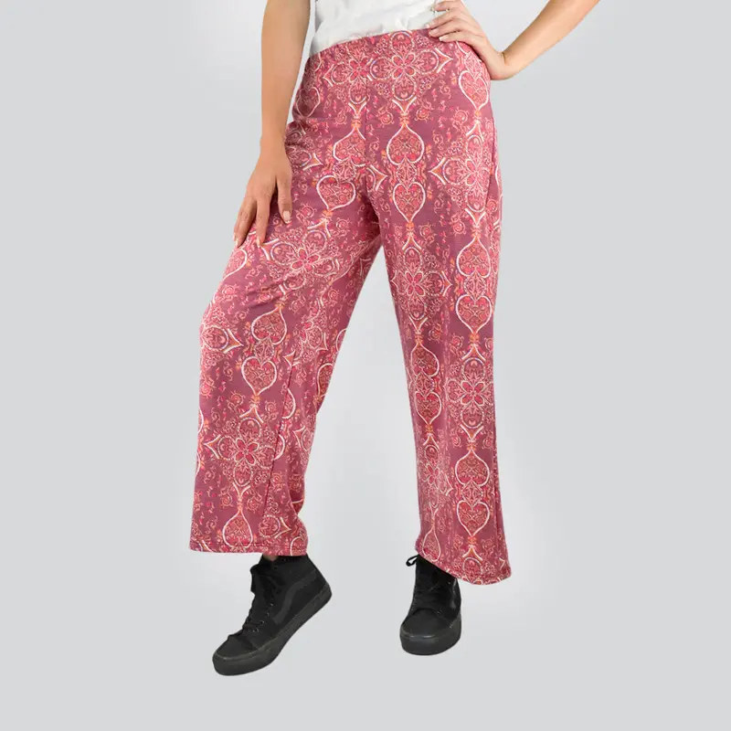 Pantalón Casual Color Vino Con Estampado Para Dama 1