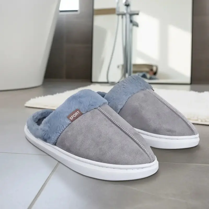 Pantuflas, Color Gris, Suela Blanca 1