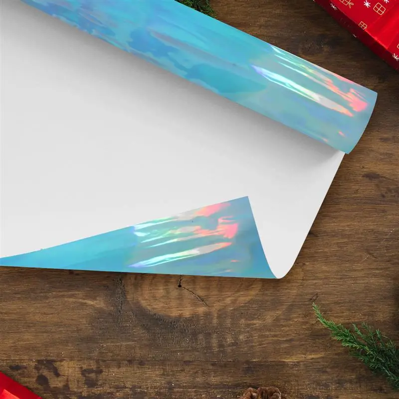 Papel De Regalo Navideño Color Azul Iridiscente 2