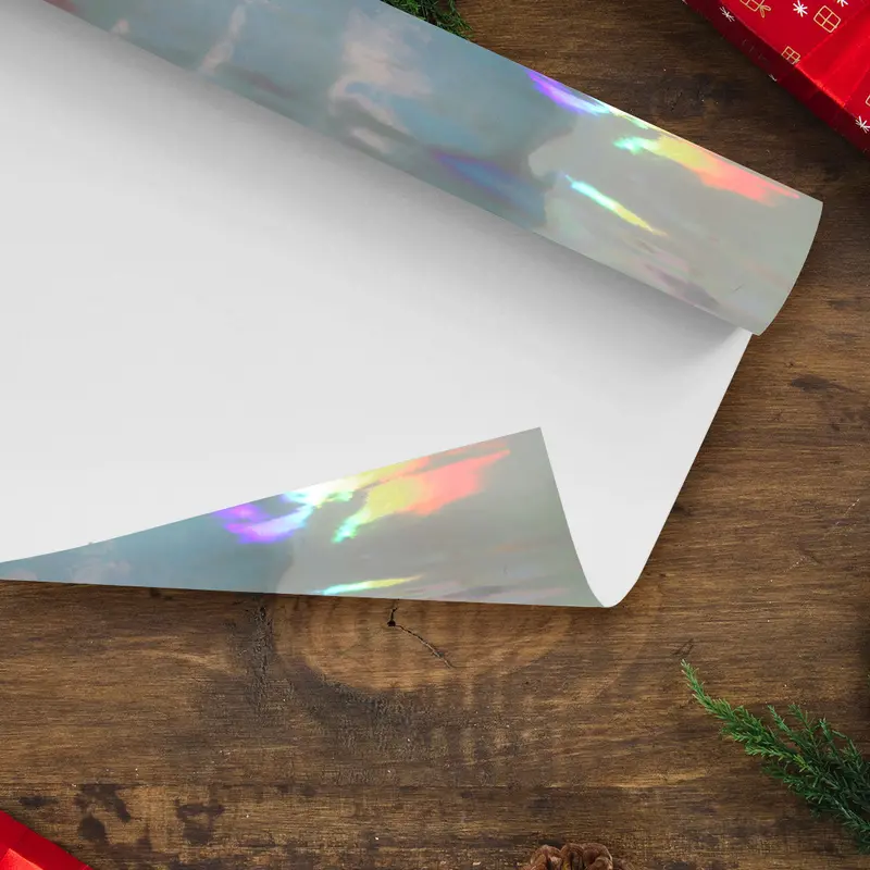Papel De Regalo Navideño Color Gris Iridiscente 2