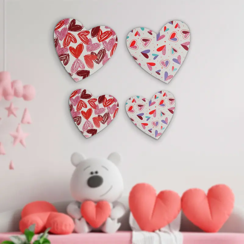 Papel Decorativo De Corazones, 4 Pzas 1