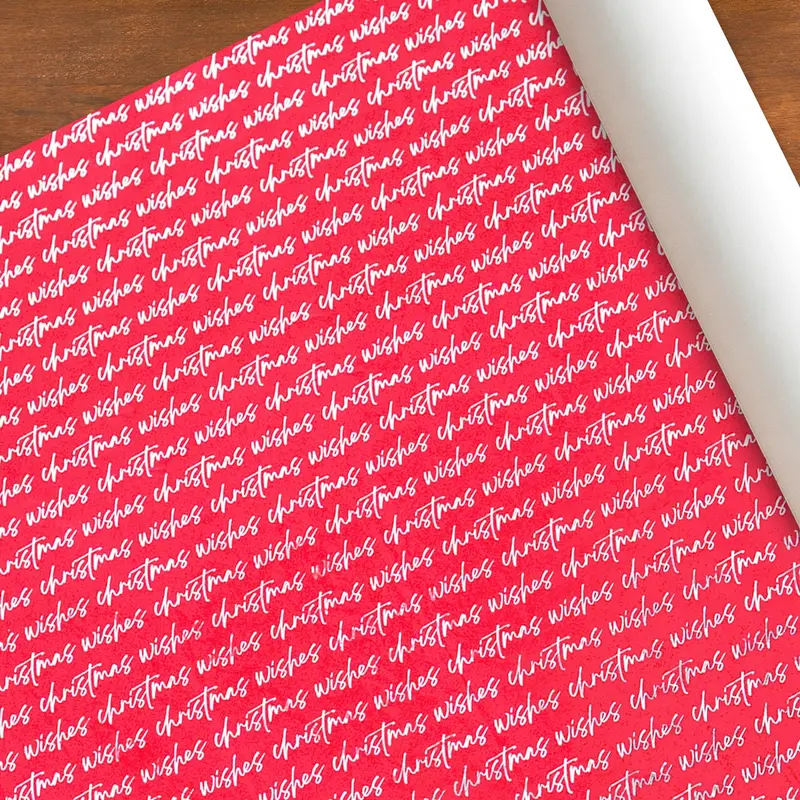 Papel Navideño Para Envolver Regalos, Christmas Wishes, Color Rojo 2