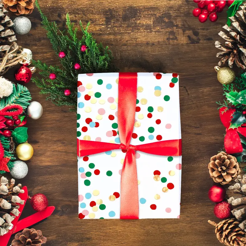 Papel Navideño Para Envolver Regalos, Confeti 1