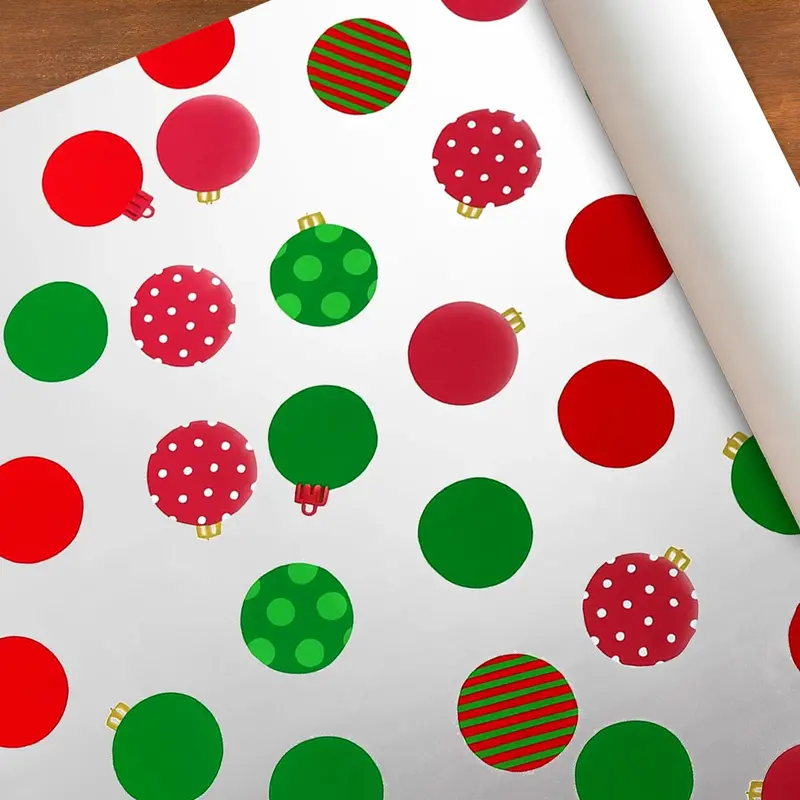 Papel Navideño Para Envolver Regalos, Diseño Esferas 2