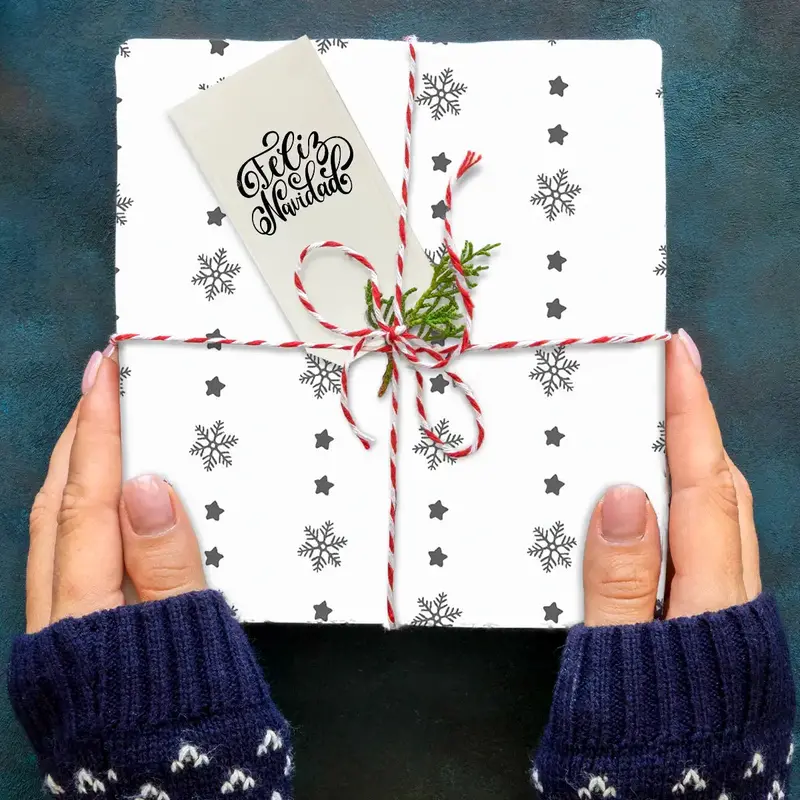 Papel Para Envolver, Navideño, Color Blanco 1