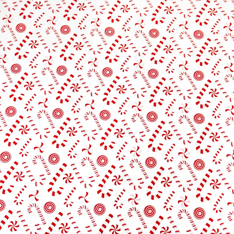 Papel Para Envolver Regalos Navideño, Diseño Bastones De Dulce 1