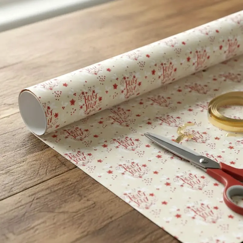 Papel Para Envolver Regalos Navideño, Diseño Holly Jolly 2